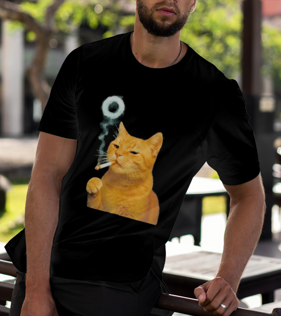 Smoking Cat With Cigarette And Smoke Ring T-Shirt