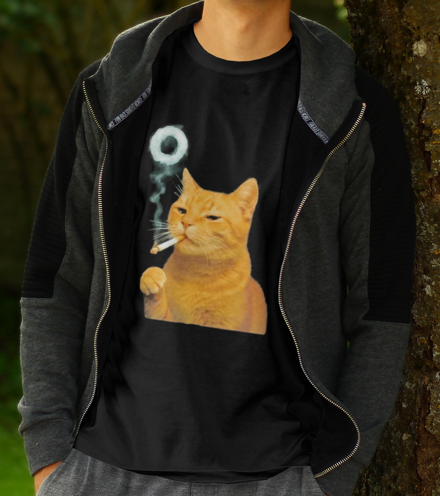 Smoking Cat With Cigarette And Smoke Ring T-Shirt