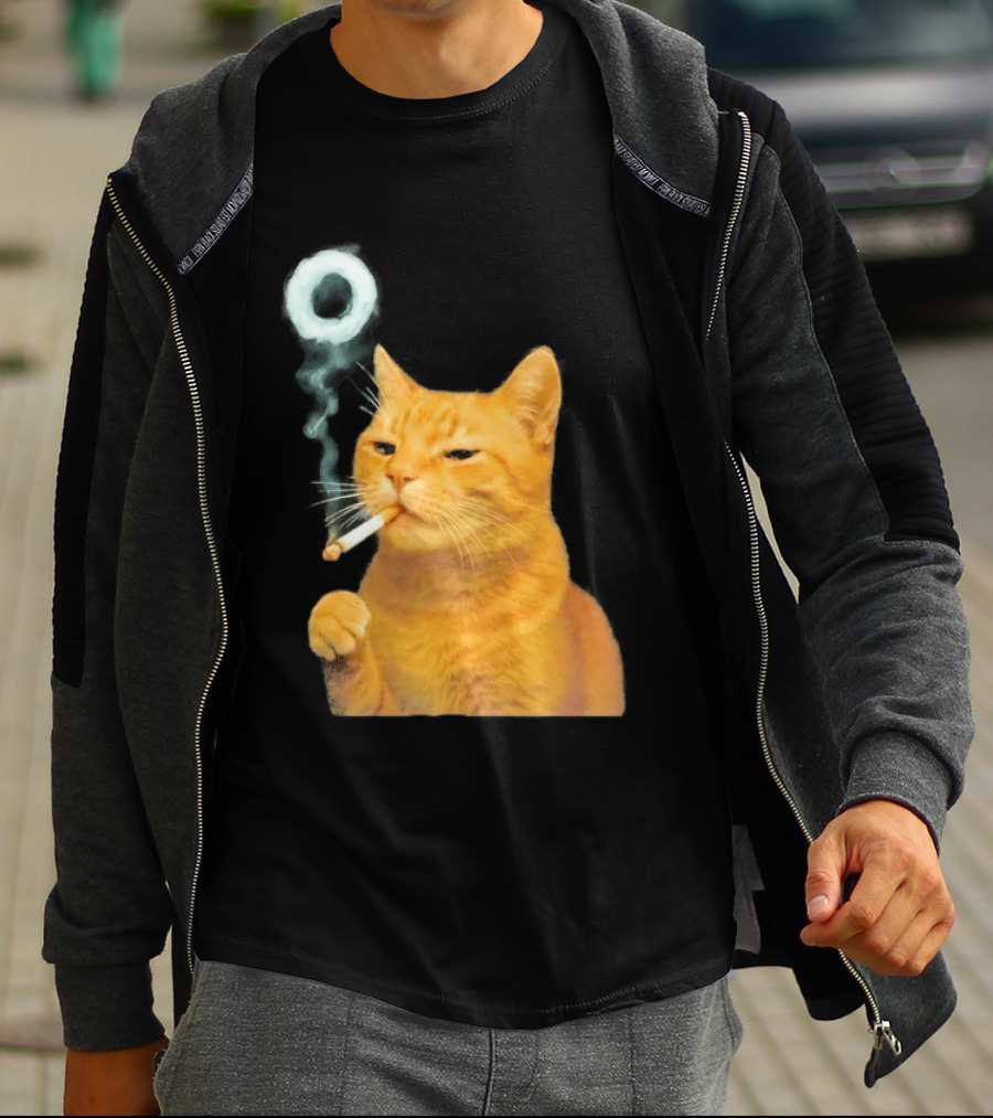 Smoking Cat With Cigarette And Smoke Ring T-Shirt