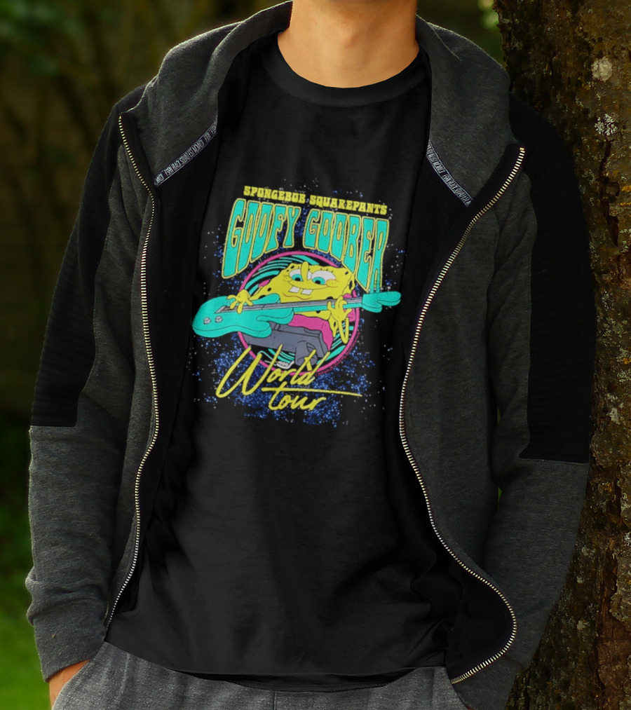 Sponge SquarePants Goofy Goober World Tour Rocking Out With Guitar T-Shirt