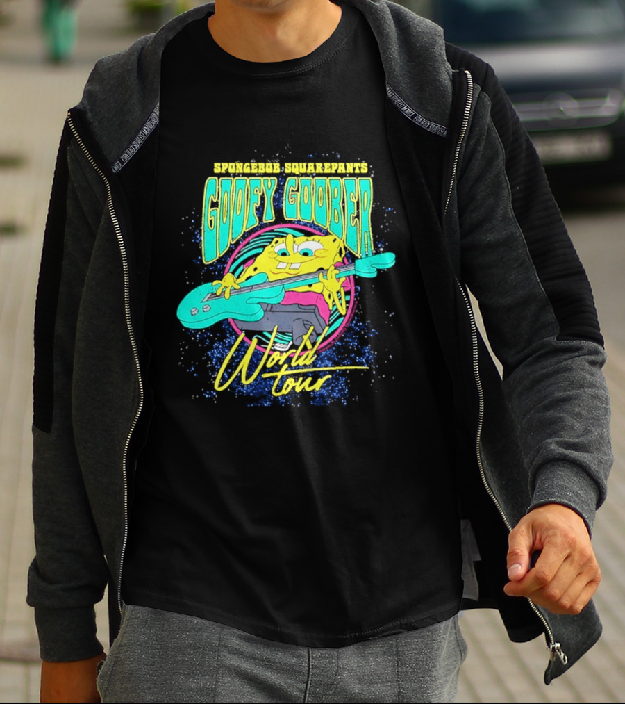 Sponge SquarePants Goofy Goober World Tour Rocking Out With Guitar T-Shirt