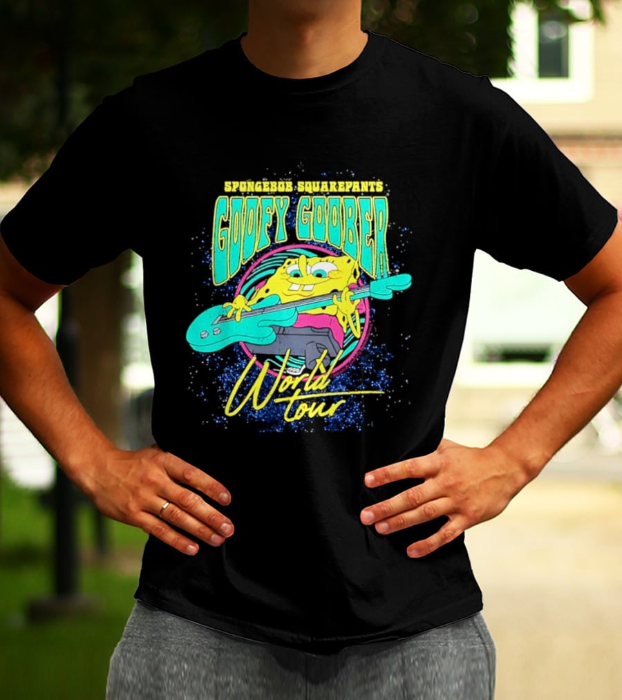 Sponge SquarePants Goofy Goober World Tour Rocking Out With Guitar T-Shirt