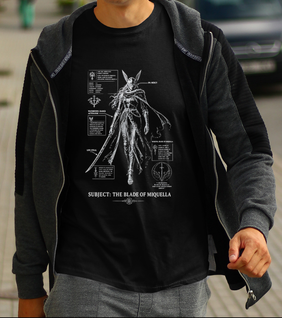 Subject The Blade Of Miquella Schematic Fantasy Character Detailed Diagram T-Shirt