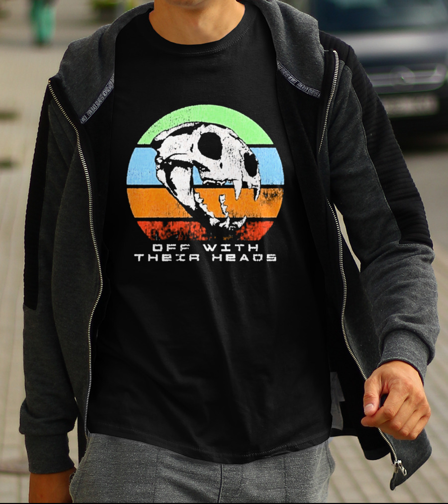 Off With Their Heads Skull Rainbow Stripes T-Shirt