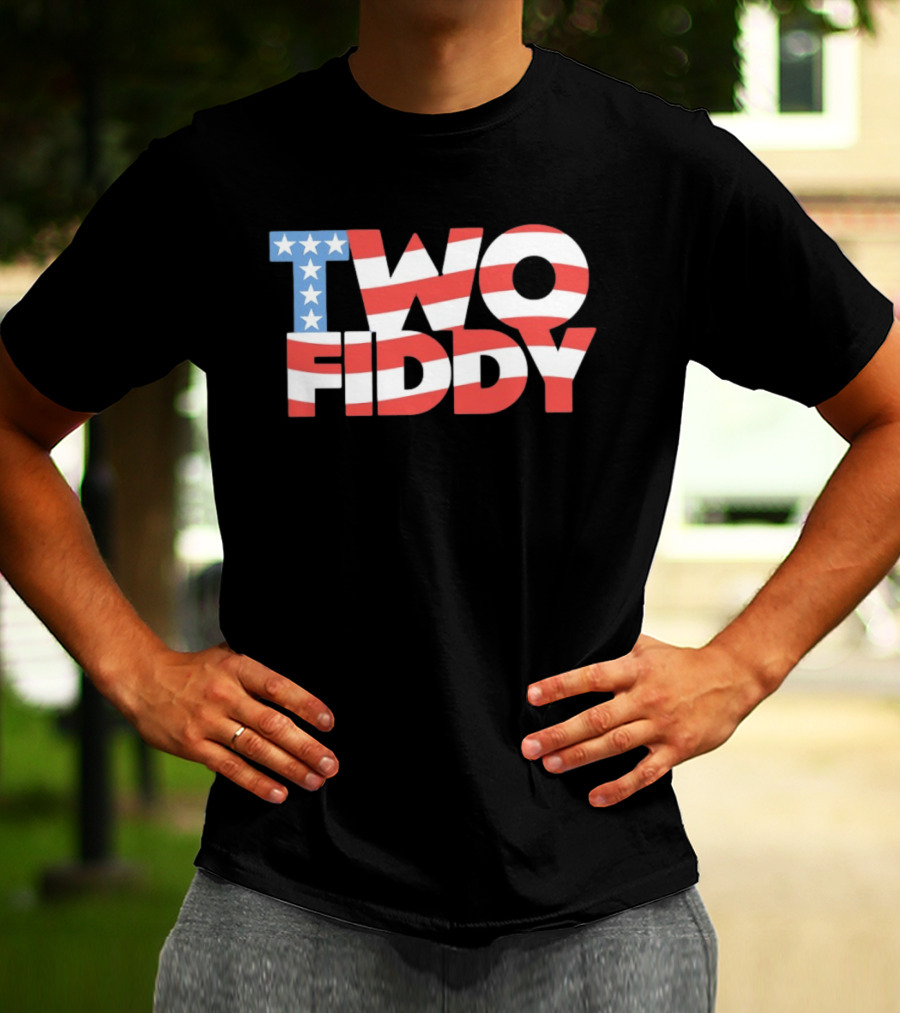 Two Fiddy American Flag Red White Blue Stars Stripes T-Shirt