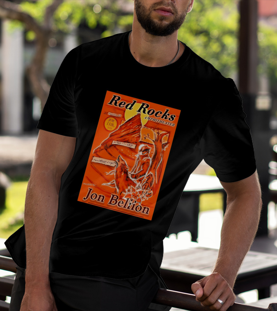 Red Rocks Amphitheater Jon Bellion Concert June 11th 2026 Cowboy And Wolf In Wild West Morrison Colorado T-Shirt