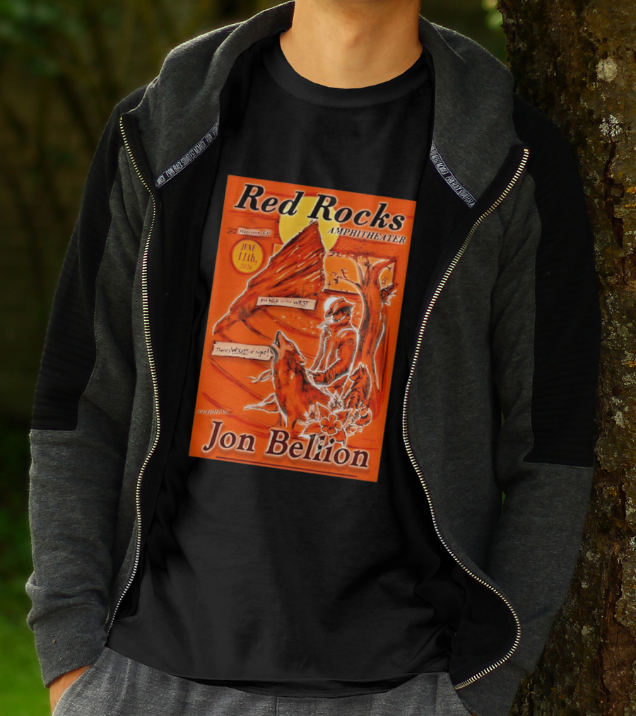 Red Rocks Amphitheater Jon Bellion Concert June 11th 2026 Cowboy And Wolf In Wild West Morrison Colorado T-Shirt