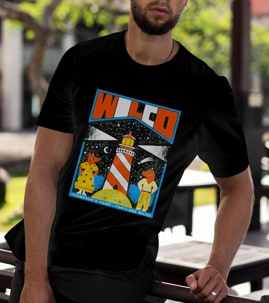 Wilco June 21 2026 Thompson's Point Portland Maine Lighthouse Concert Tour T-Shirt