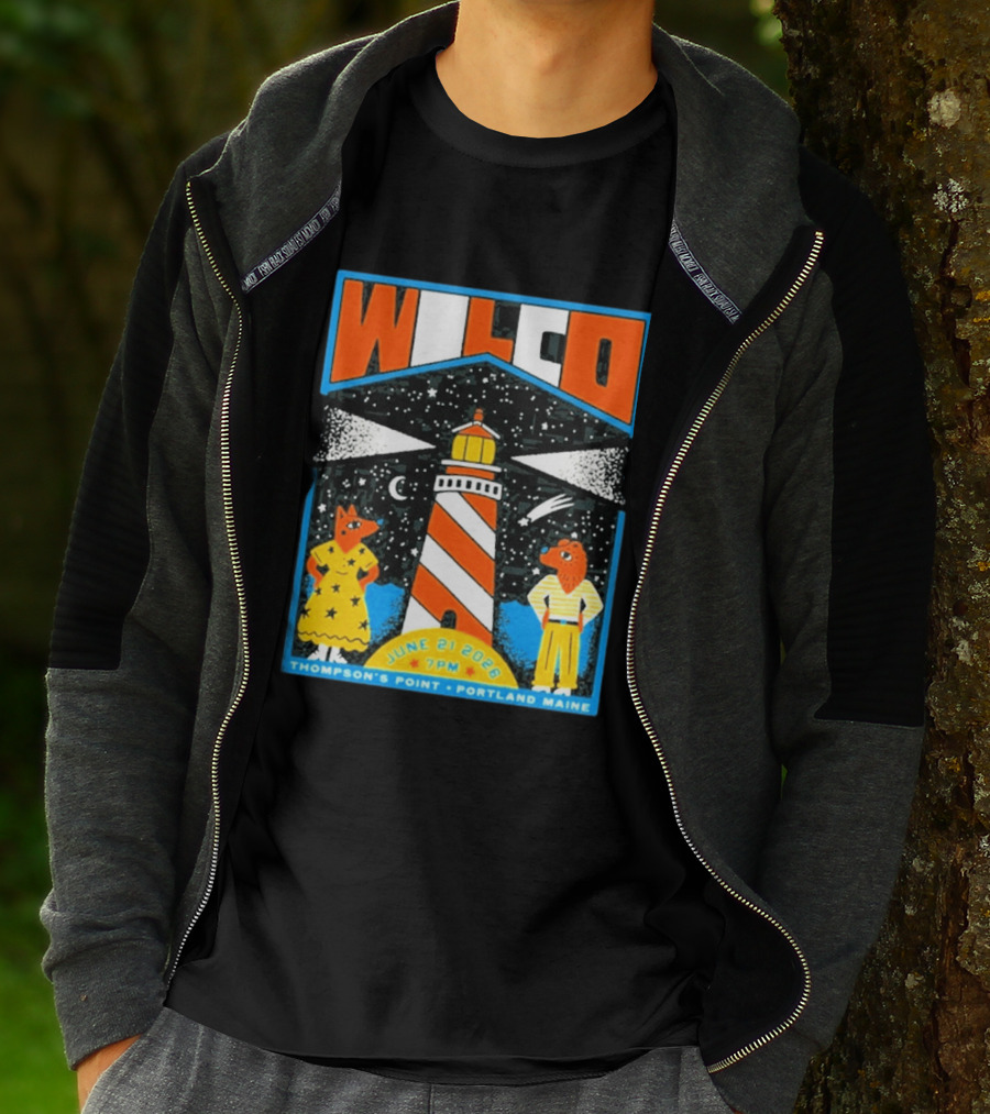 Wilco June 21 2026 Thompson's Point Portland Maine Lighthouse Concert Tour T-Shirt