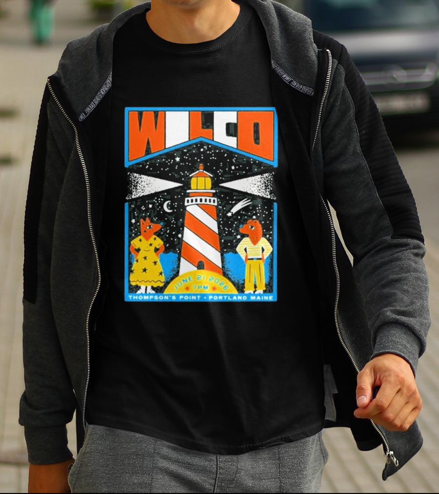 Wilco June 21 2026 Thompson's Point Portland Maine Lighthouse Concert Tour T-Shirt
