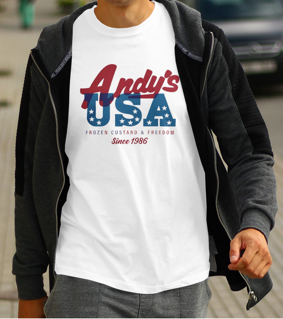 Andy's USA Frozen Custard And Freedom Patriotic Stars Since 1986 T-Shirt
