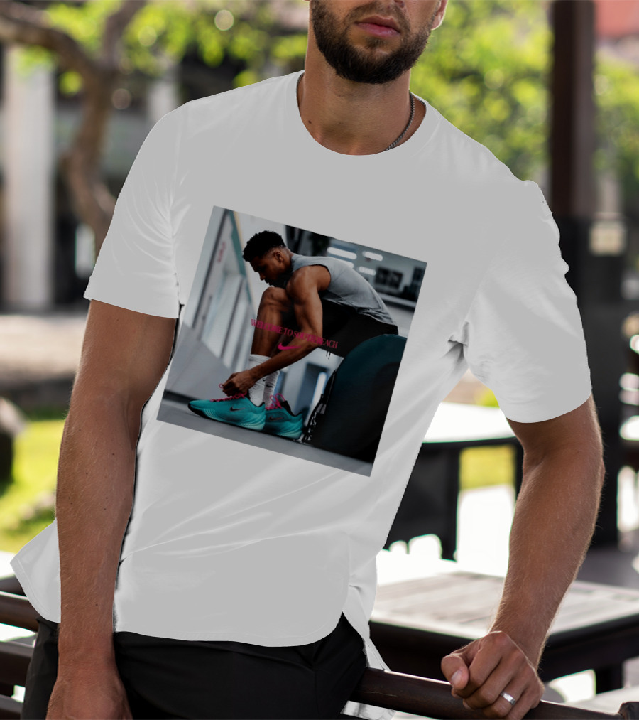 Nike Giannis Antetokounmpo Welcome To South Beach Milwaukee Bucks T-Shirt
