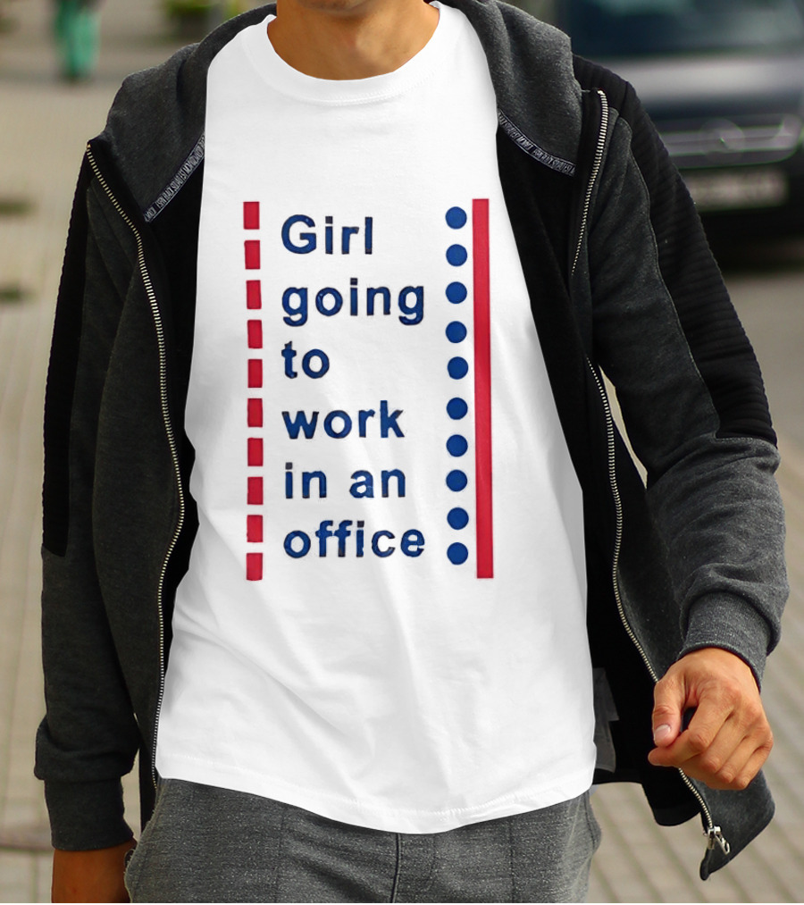 Girl Going To Work In An Office Text With Red And Blue Lines And Dots T-Shirt