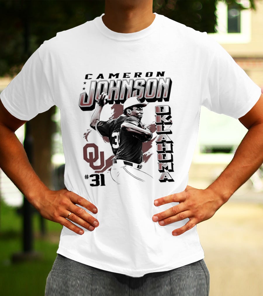 Cameron Johnson 31 Oklahoma Sooners Pitcher OU Baseball T-Shirt
