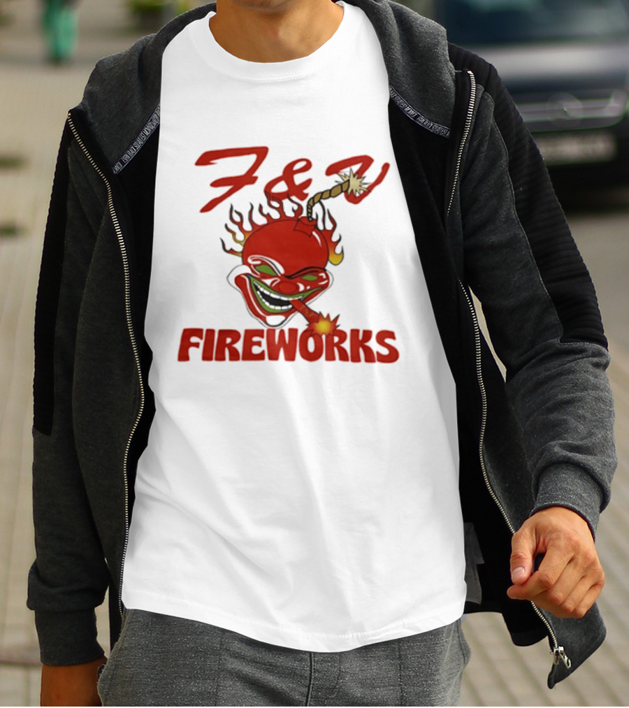 F And V Fireworks Explosive Red Joker Face With Lit Fuse T-Shirt