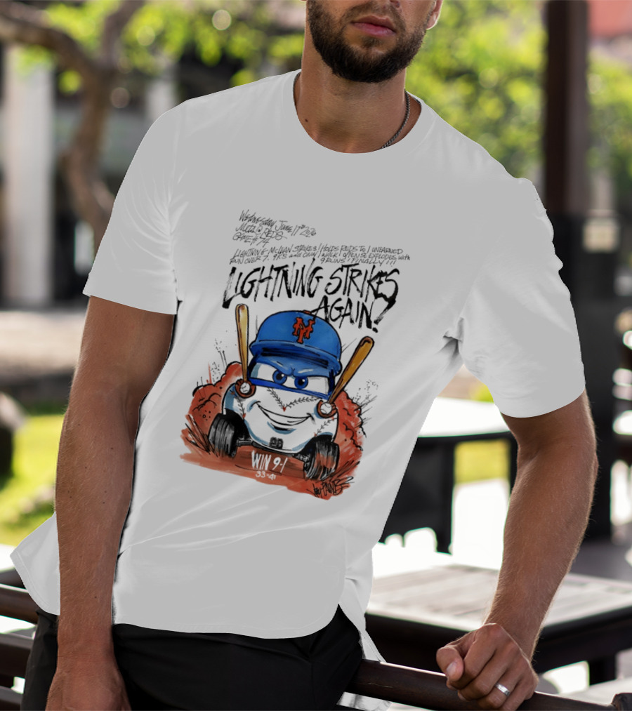 Mets Nolan McLean Baseball Lightning Strikes Again June 17 NYC T-Shirt