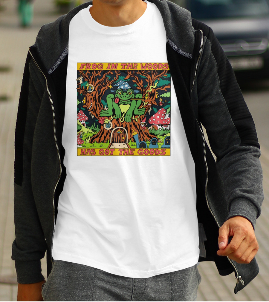 Frog In The Woods Has Got The Goods Killer Acid Psychedelic Forest Scene T-Shirt