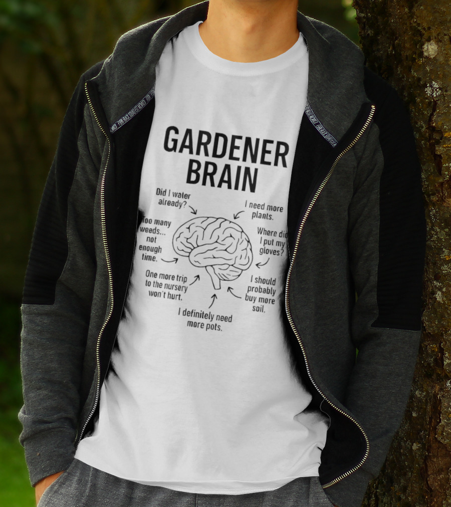 Gardener Brain Gardening Plant Thoughts And Ideas T-Shirt