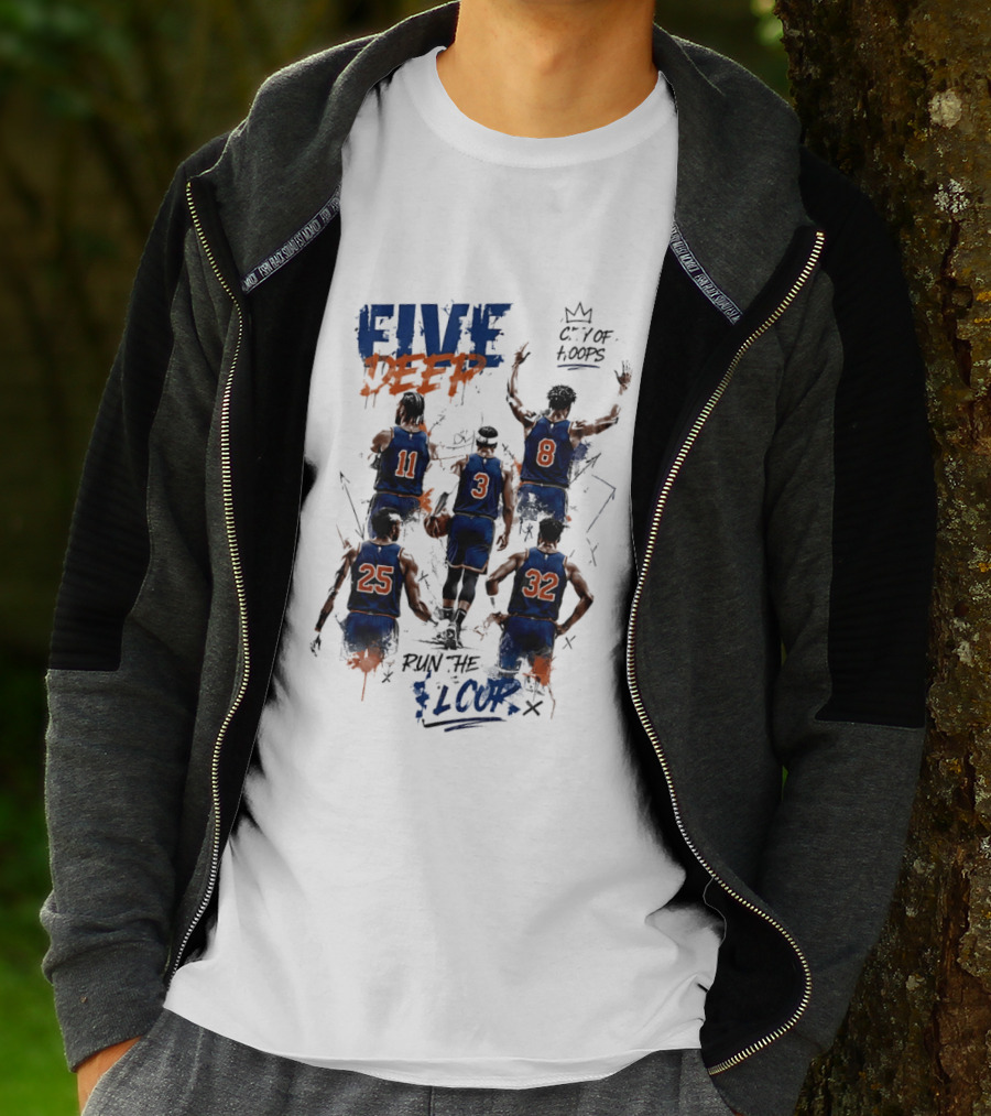 New York Knicks Five Deep City Of Hoops Run The Floor T-Shirt