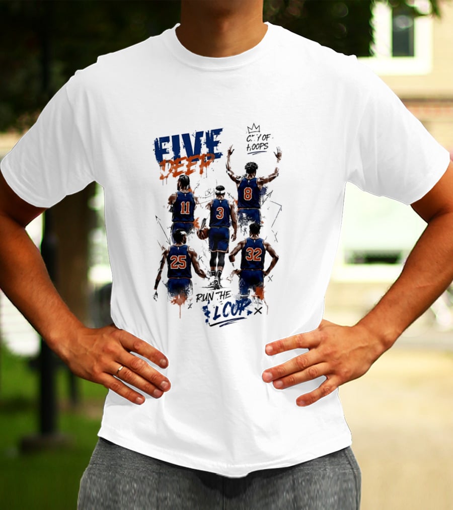 New York Knicks Five Deep City Of Hoops Run The Floor T-Shirt