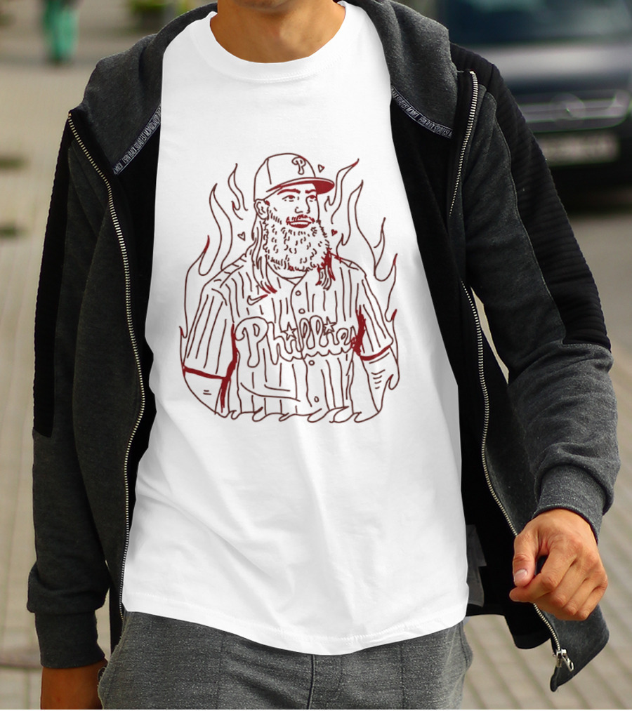 Philadelphia Phillies Brandon Marsh Fiery Sketch T-Shirt
