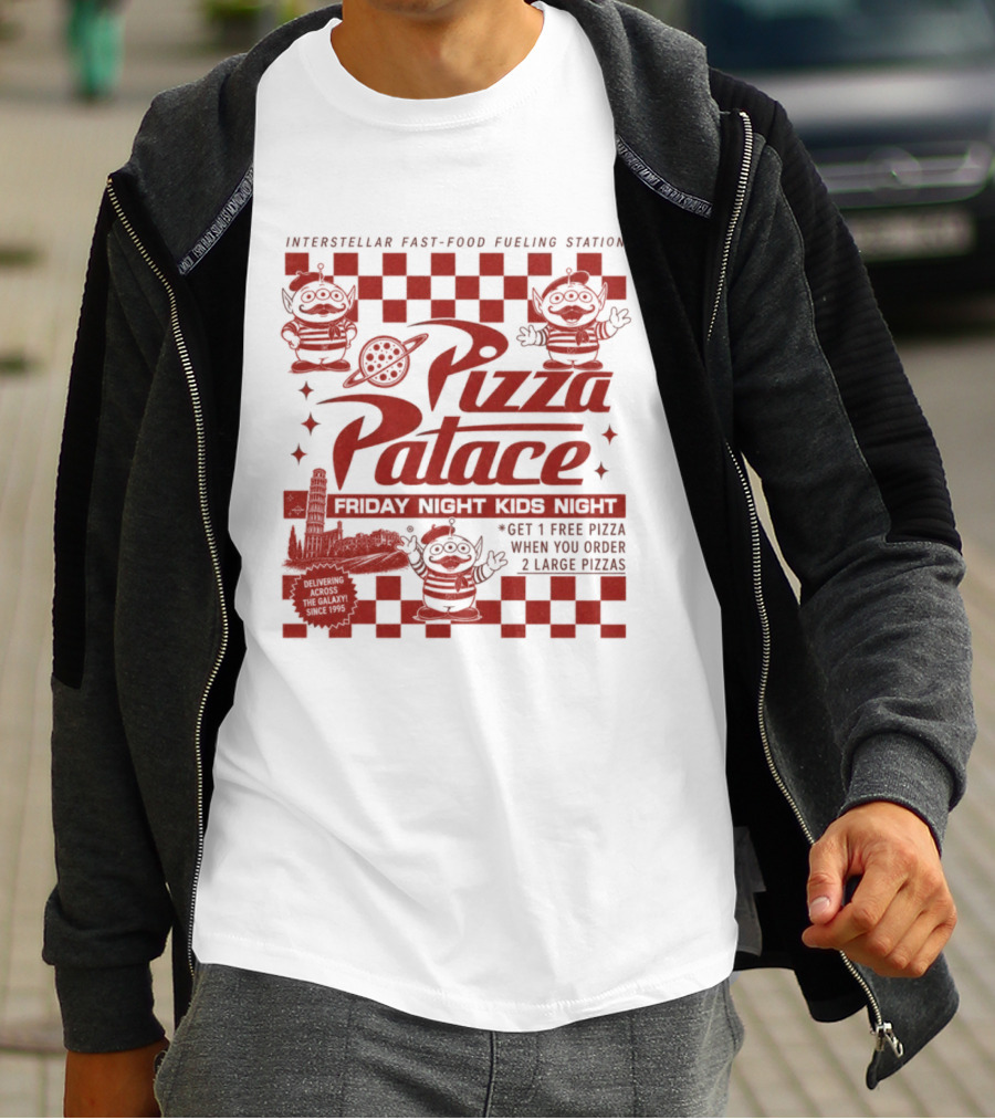 Pizza Palace Skeeball Fast Food Arcade Person Get 1 Free Pizza T-Shirt