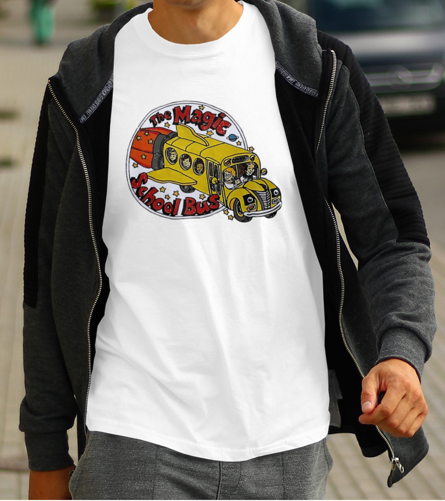 The Magic School Bus Ms Frizzle Arnold Class Characters Cartoon Rocket Bus T-Shirt