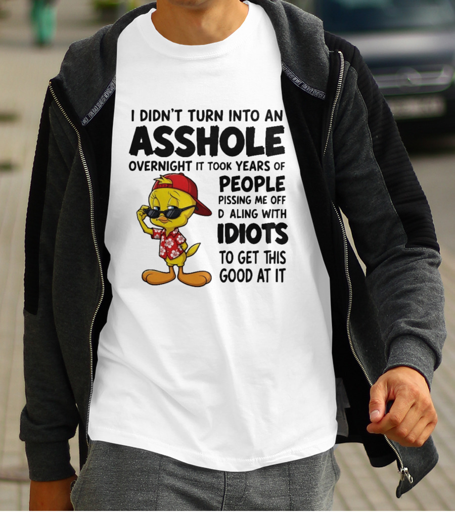 Tweety Bird I Didn't Turn Into An Asshole Overnight It Took Years Of People Pissing Me Off Dealing With Idiots T-Shirt