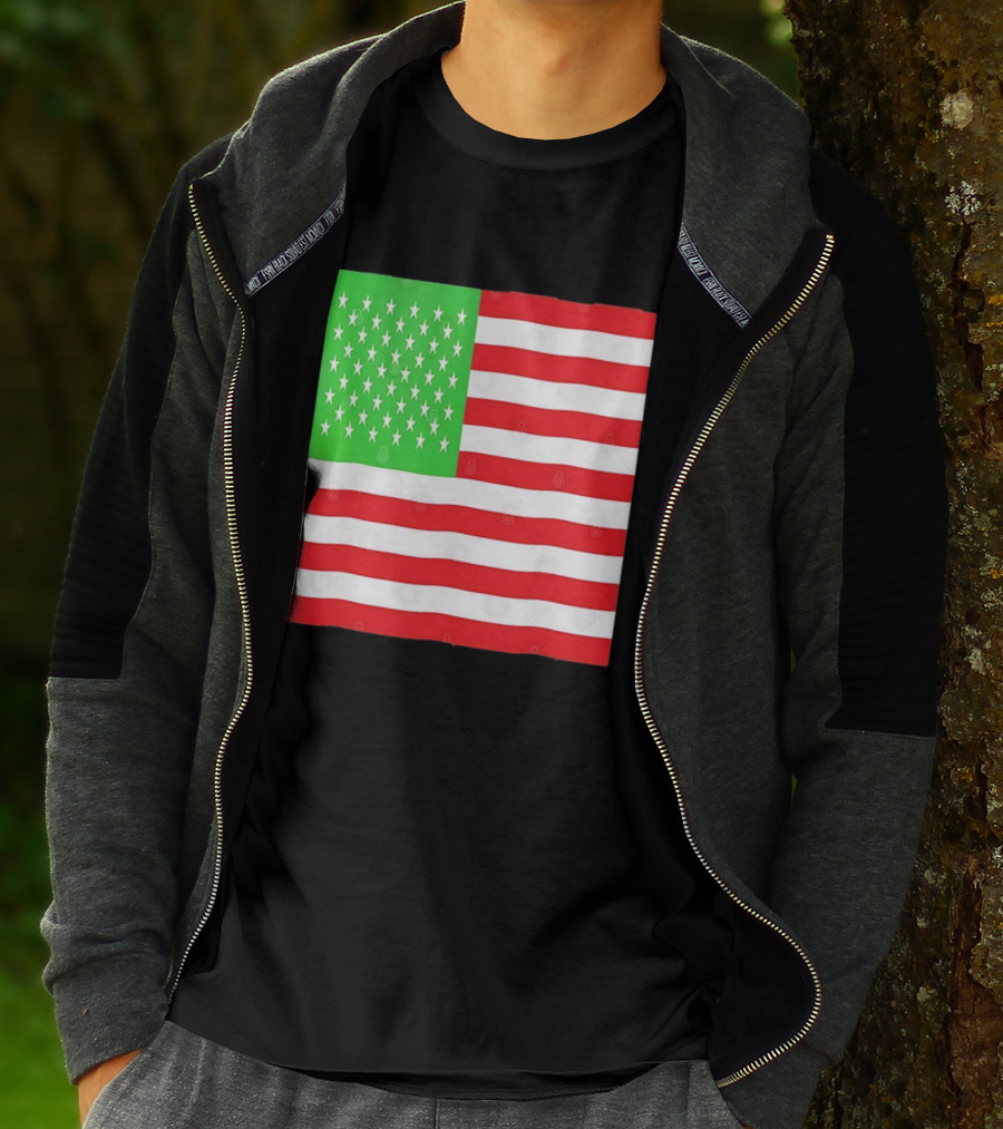 American Flag Green And Red Color Variant Stars And Stripes T-Shirt