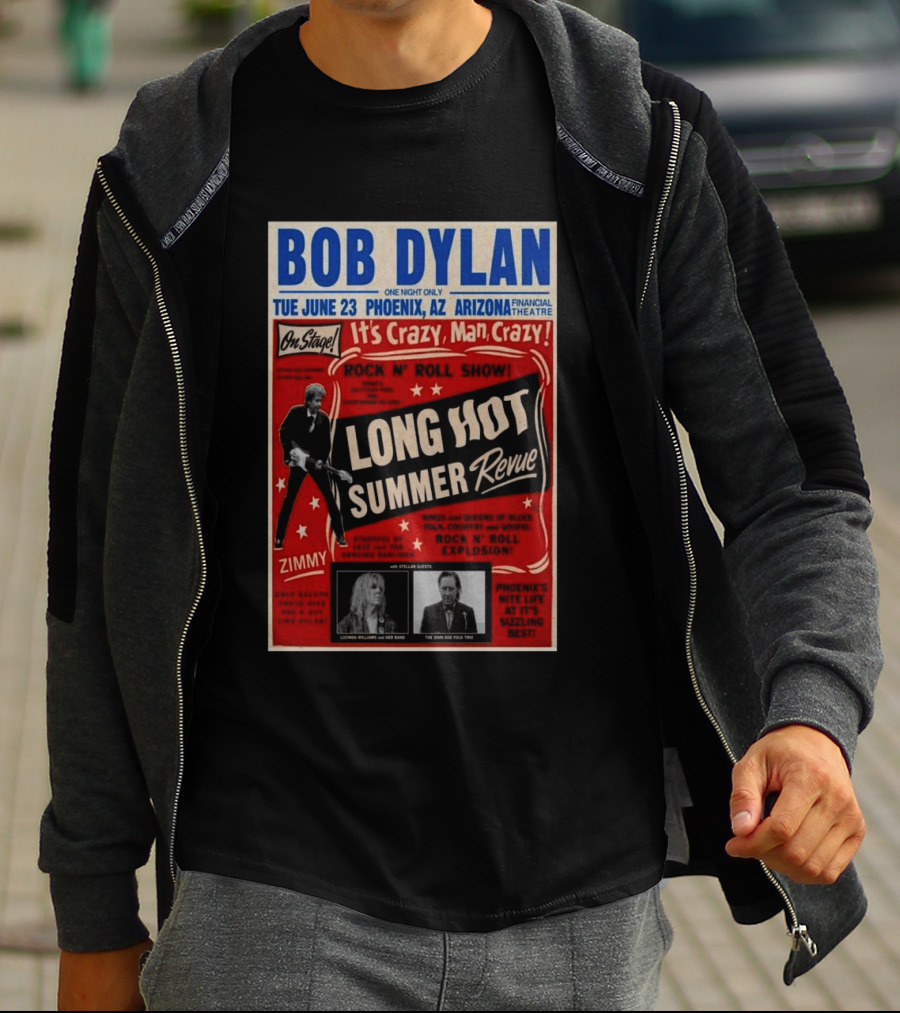 Bob Dylan Long Hot Summer Revue Phoenix Arizona Financial Theatre June 23 Arizona 2026 Tour T-Shirt