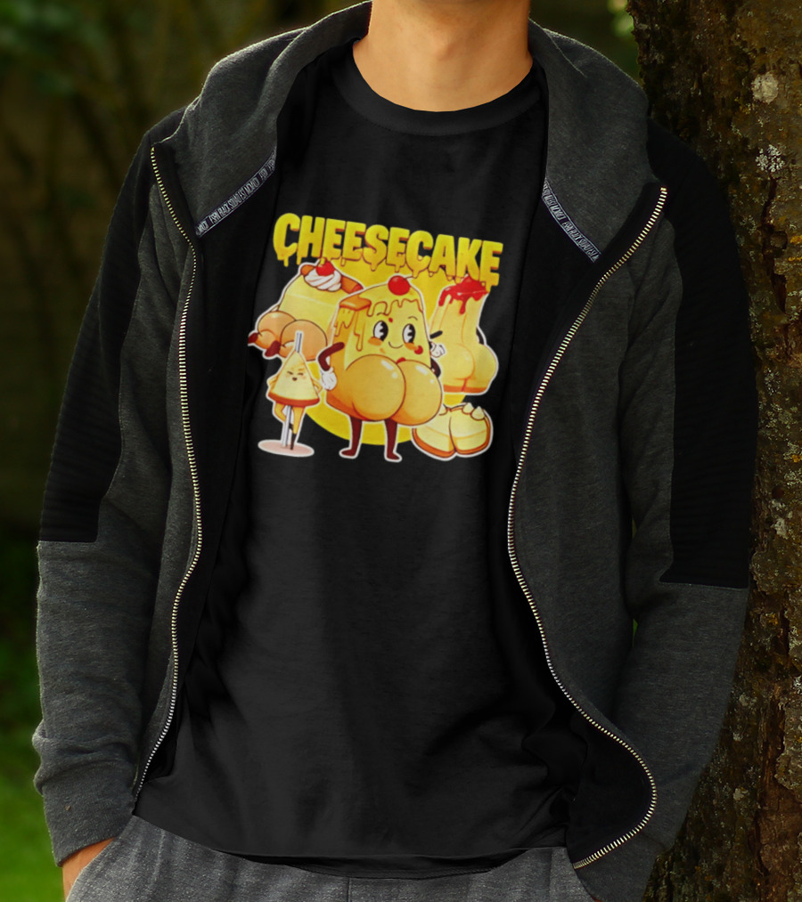 Cheesecake Delicious Cartoon Characters With Cherry And Whipped Cream T-Shirt