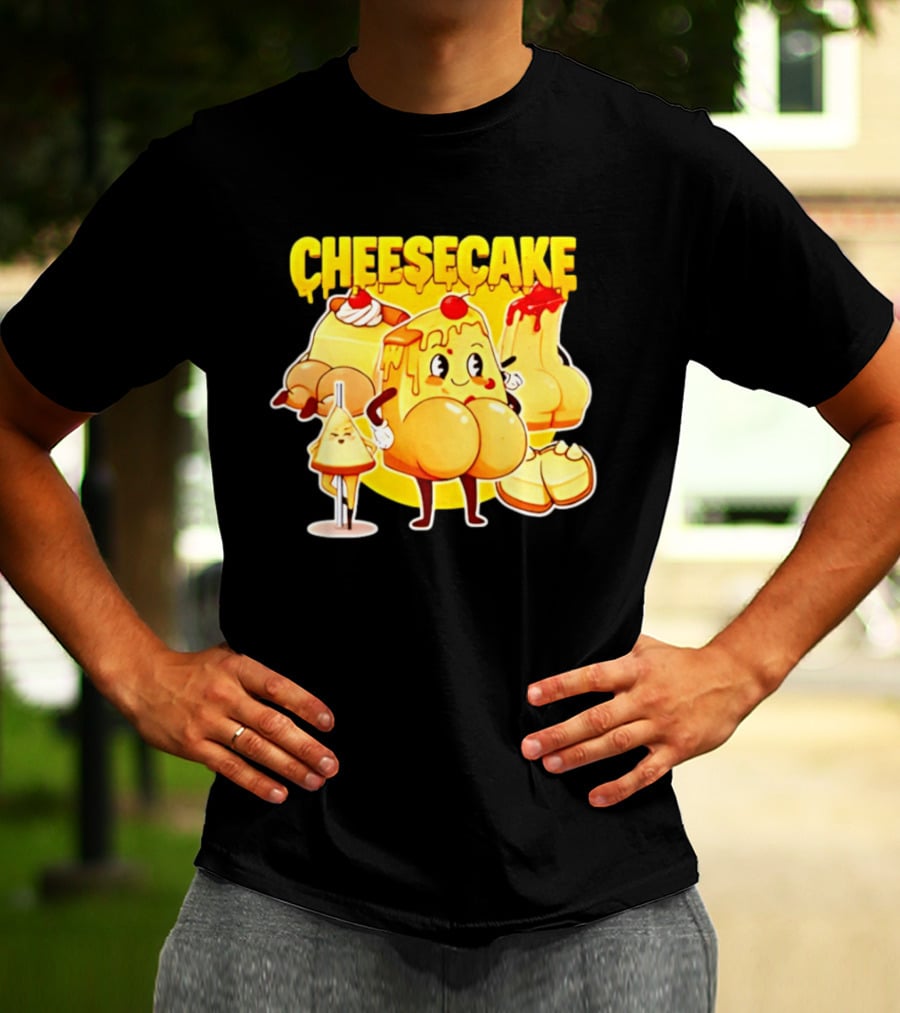 Cheesecake Delicious Cartoon Characters With Cherry And Whipped Cream T-Shirt