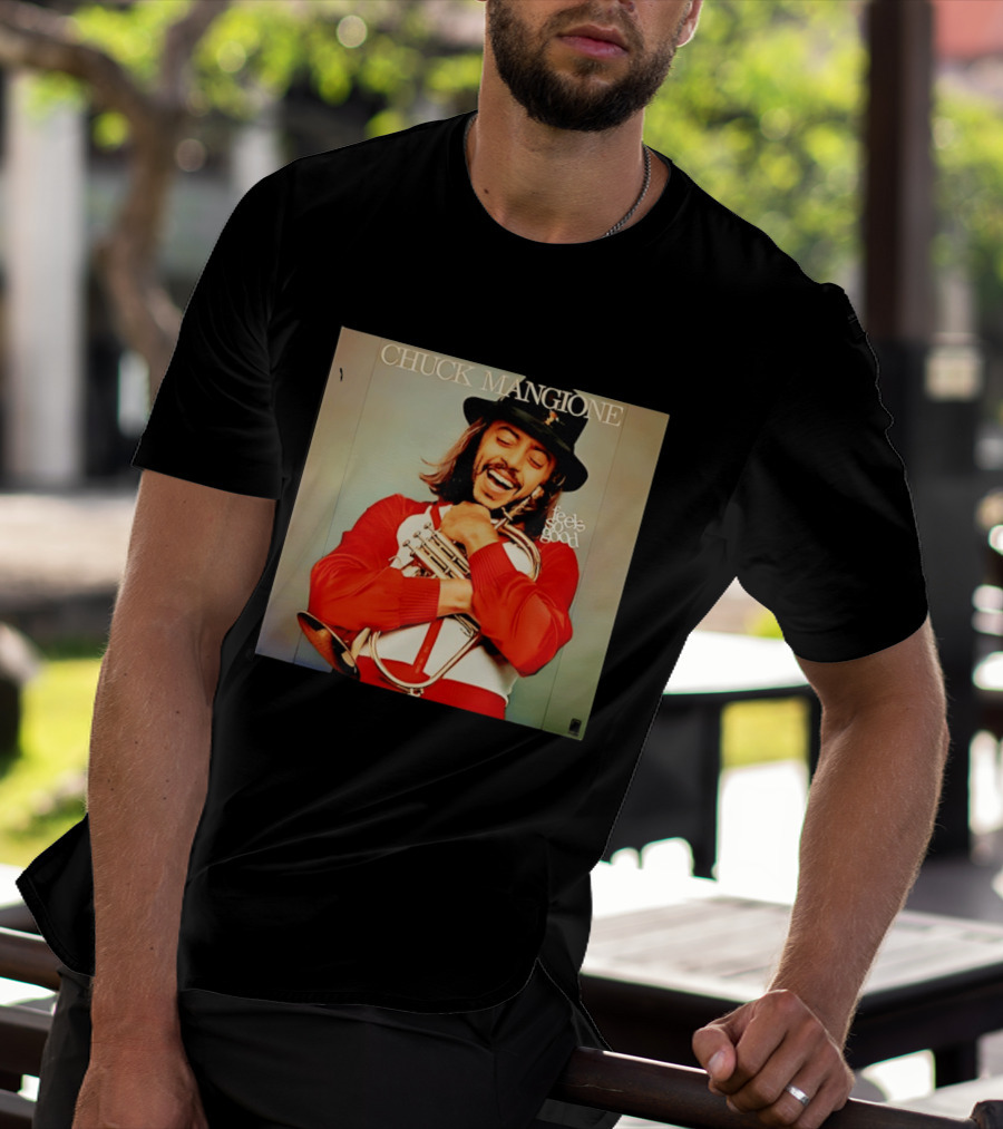 Chuck Mangione Feels So Good Iconic Album Cover With Flugelhorn Player In Red And White Outfit T-Shirt