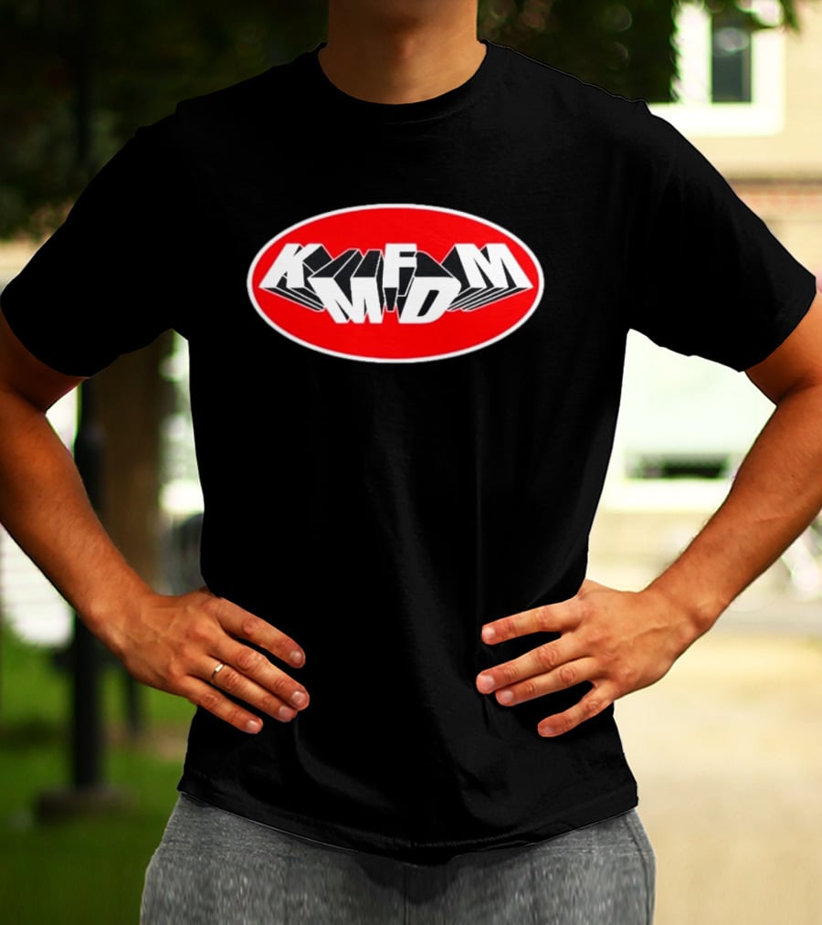 KMFDM Mass Shooting Bold Red Oval T-Shirt