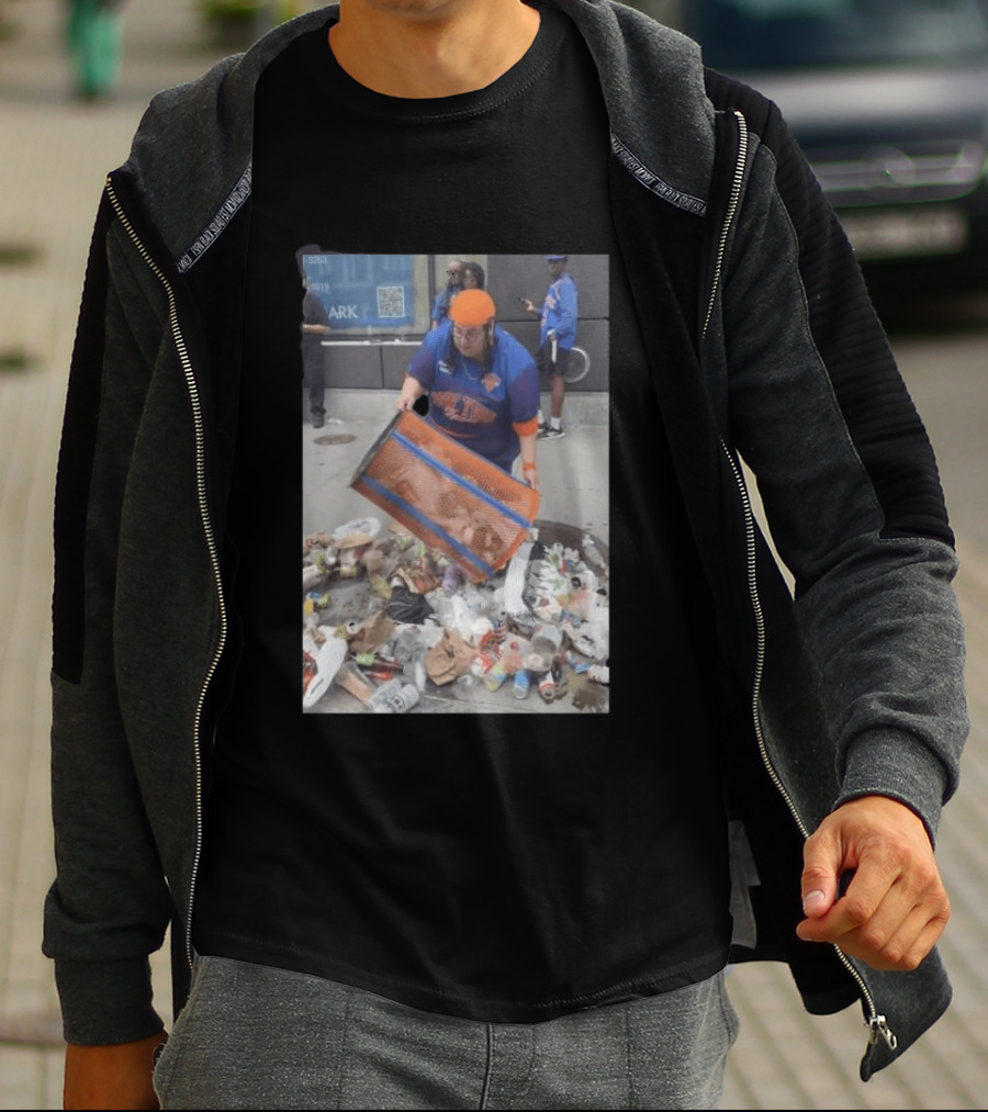 Knicks Dei Angie Trashcan Cleanup Team Fan Spirit Trash Pile T-Shirt