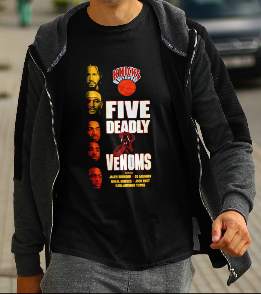 Knicks Five Deadly Venoms Jalen Brunson RJ Barrett Mitchell Robinson Josh Hart Karl Anthony Towns T-Shirt
