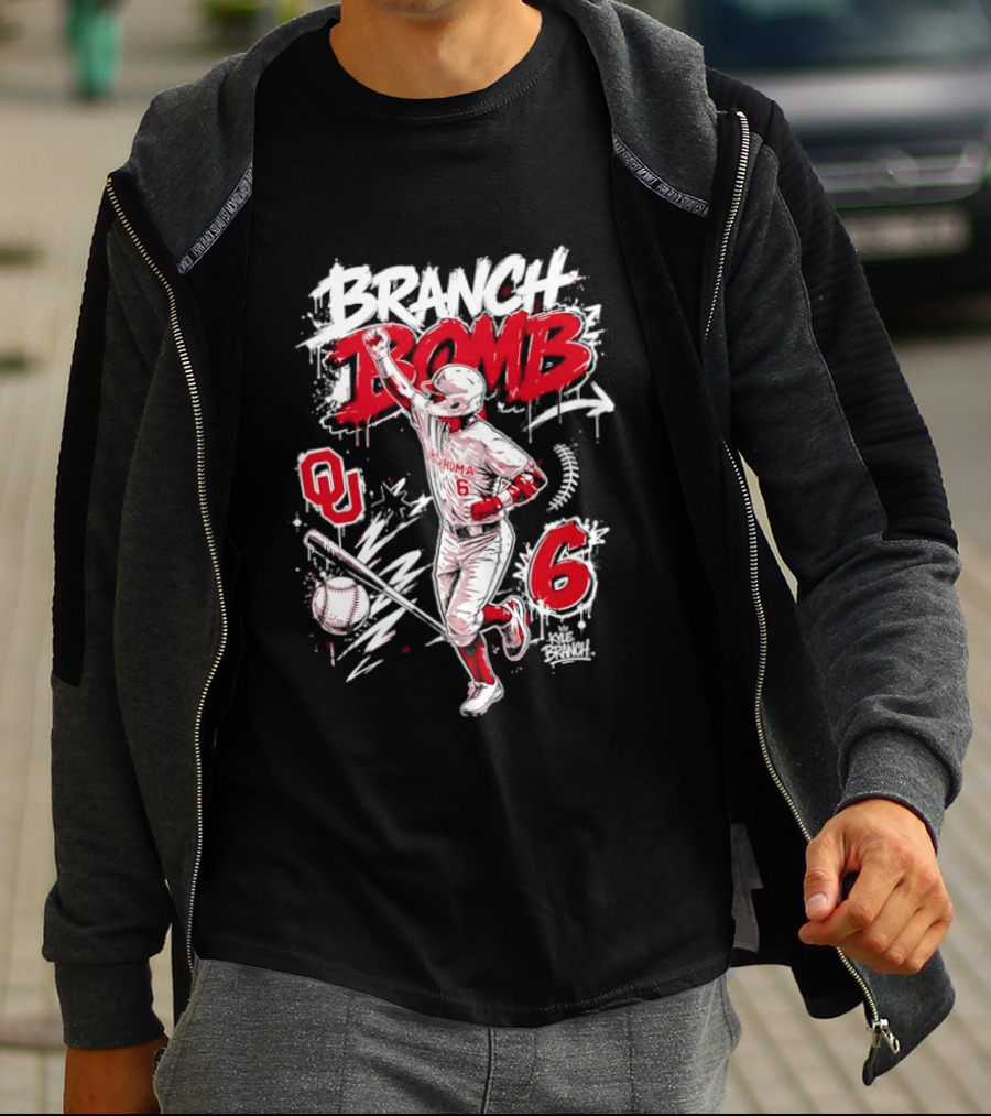Branch Bomb Oklahoma Sooners 6 Baseball Graffiti T-Shirt