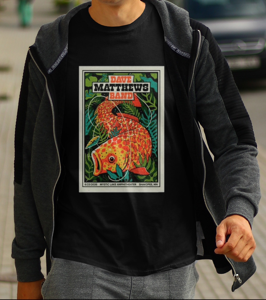 Dave Matthews Band Mystic Lake Amphitheater Shakopee MN June 23 2026 Fish And Leaf T-Shirt