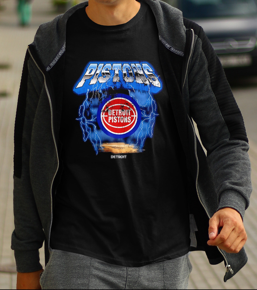Detroit Pistons Lightning Effects Blue Electric Impact T-Shirt