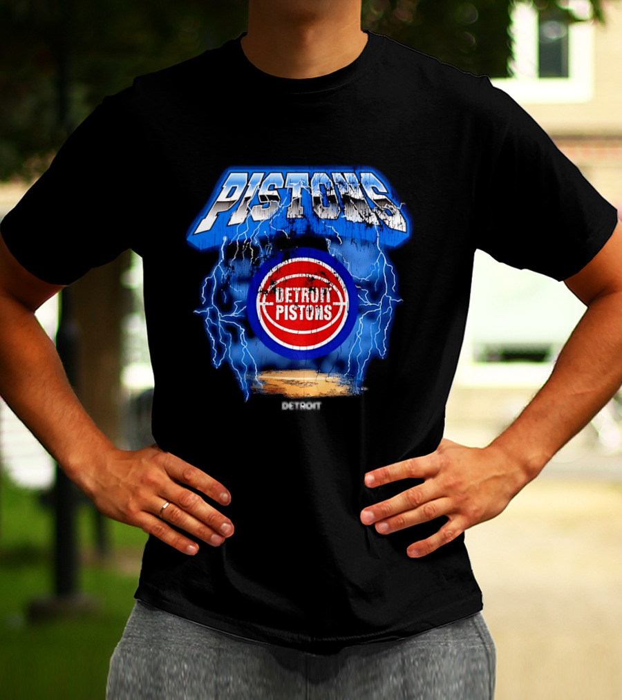 Detroit Pistons Lightning Effects Blue Electric Impact T-Shirt
