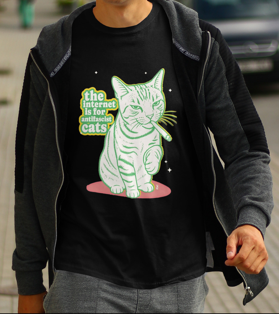 Antifascist Cats Internet Humor Smoky Cat Relaxation T-Shirt