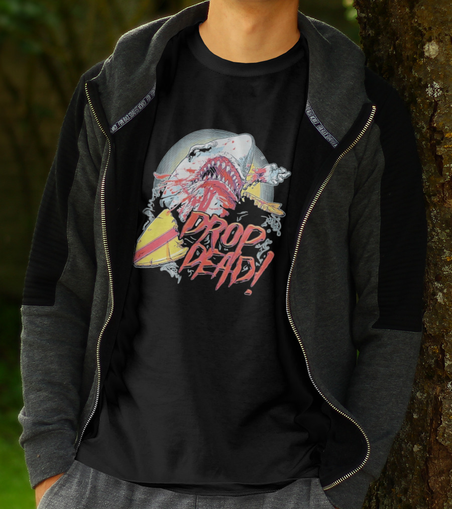Drop Dead Shark Attack Surfboard T-Shirt