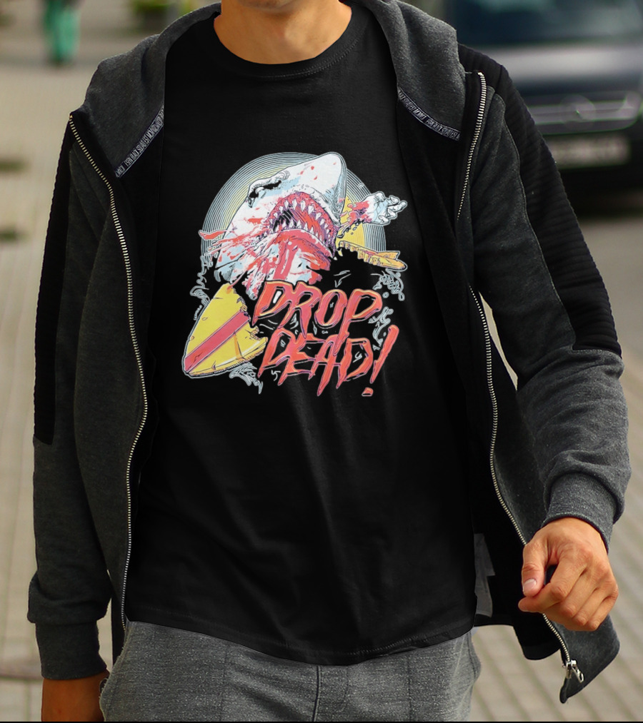 Drop Dead Shark Attack Surfboard T-Shirt