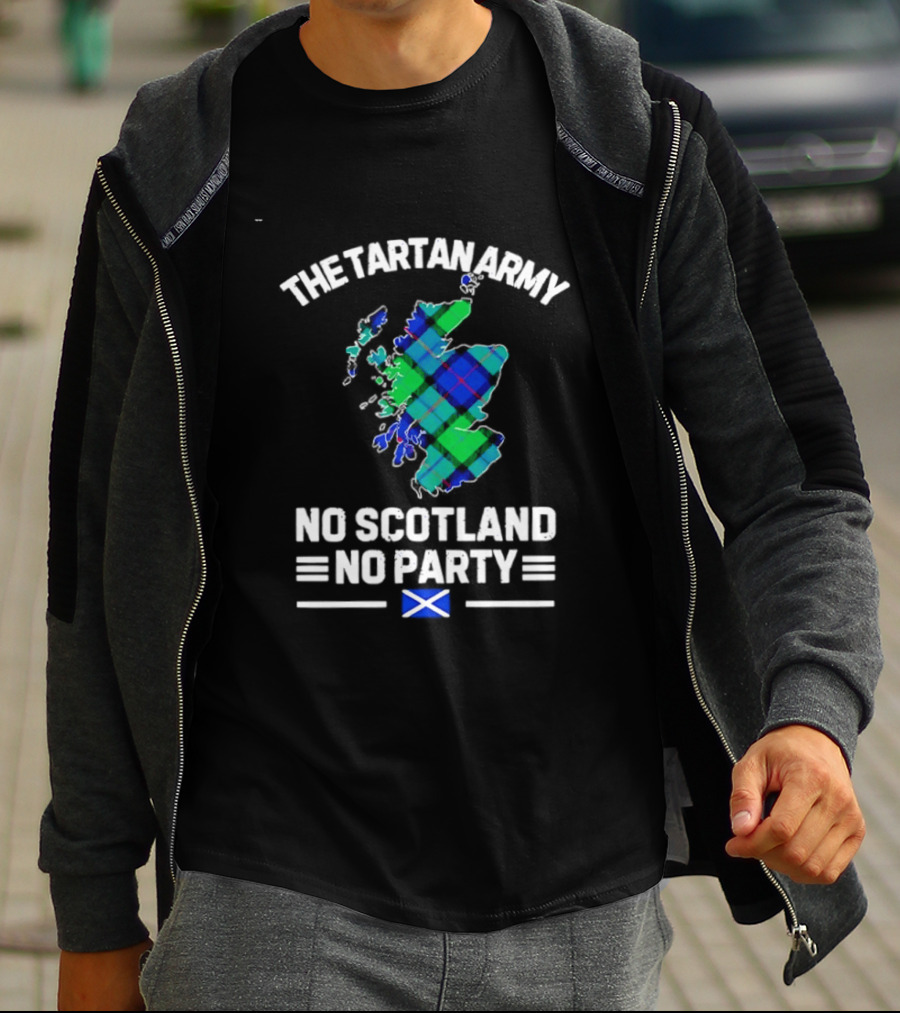 The Tartan Army No Scotland No Party Scottish Map Flag T-Shirt