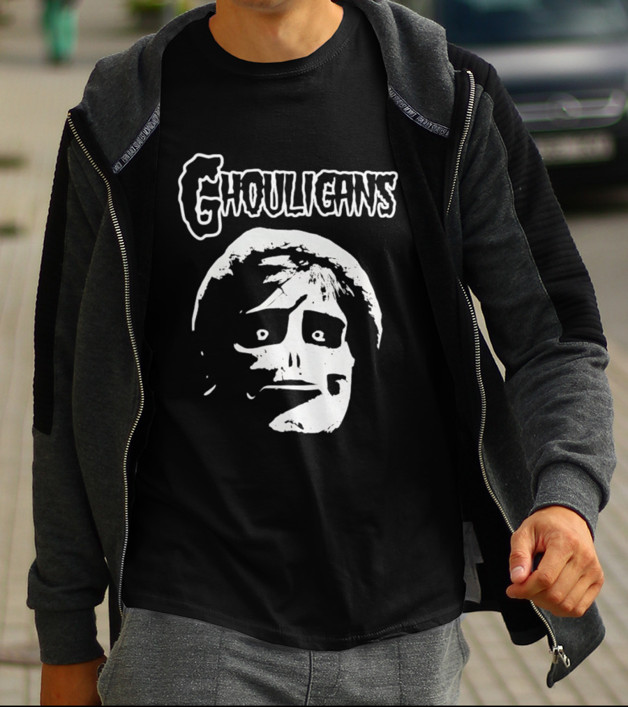 Ghouligans Classic Horror Punk Skull Face White T-Shirt
