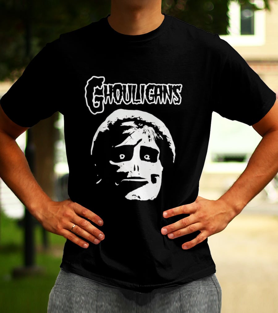 Ghouligans Classic Horror Punk Skull Face White T-Shirt
