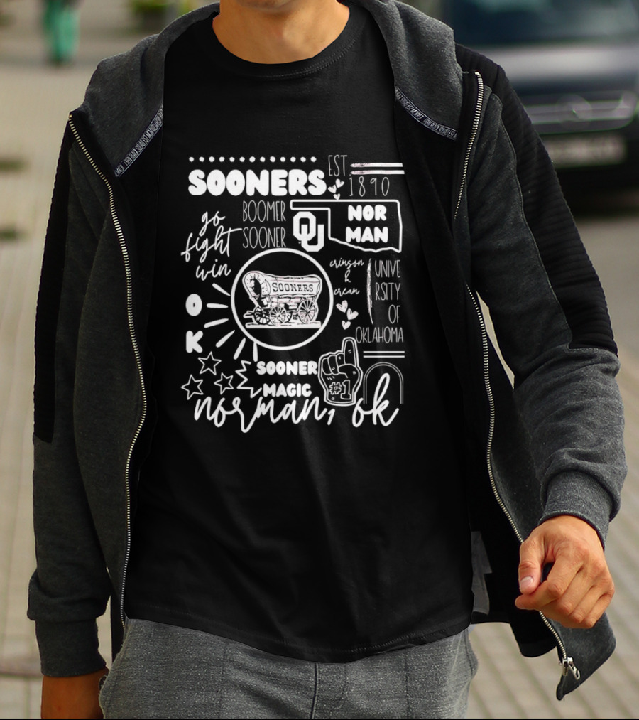 Oklahoma Sooners Boomer Wagon Norman OK EST 1890 University Of Oklahoma T-Shirt