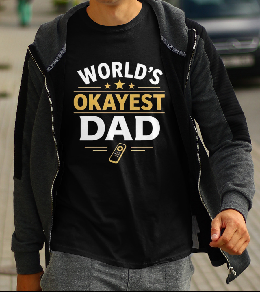 World's Okayest Dad Remote Three Stars T-Shirt