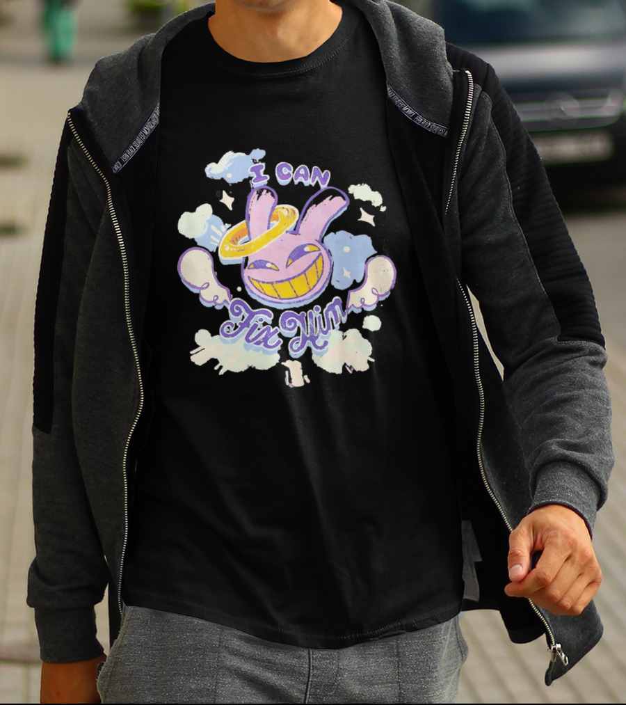 I Can Fix Him Creepy Purple Rabbit Halo Wings T-Shirt