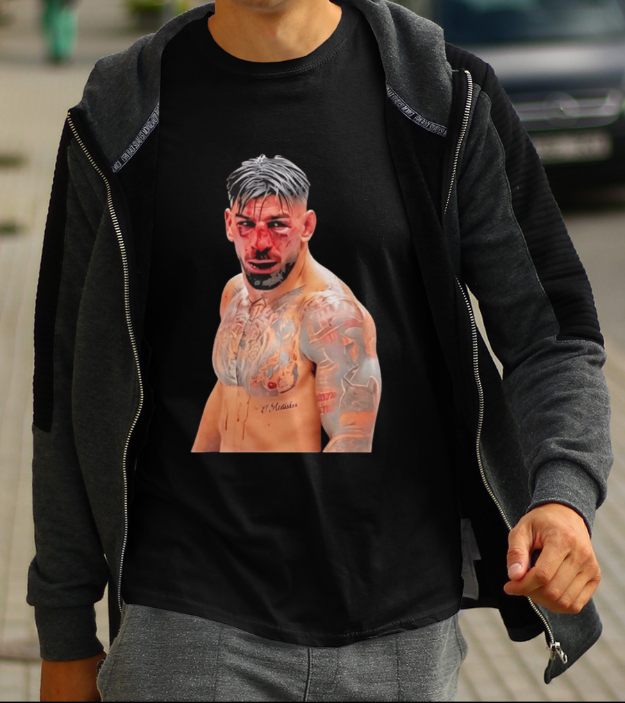 Ilia Topuria MMA Fighter Portrait Bleeding Face T-Shirt